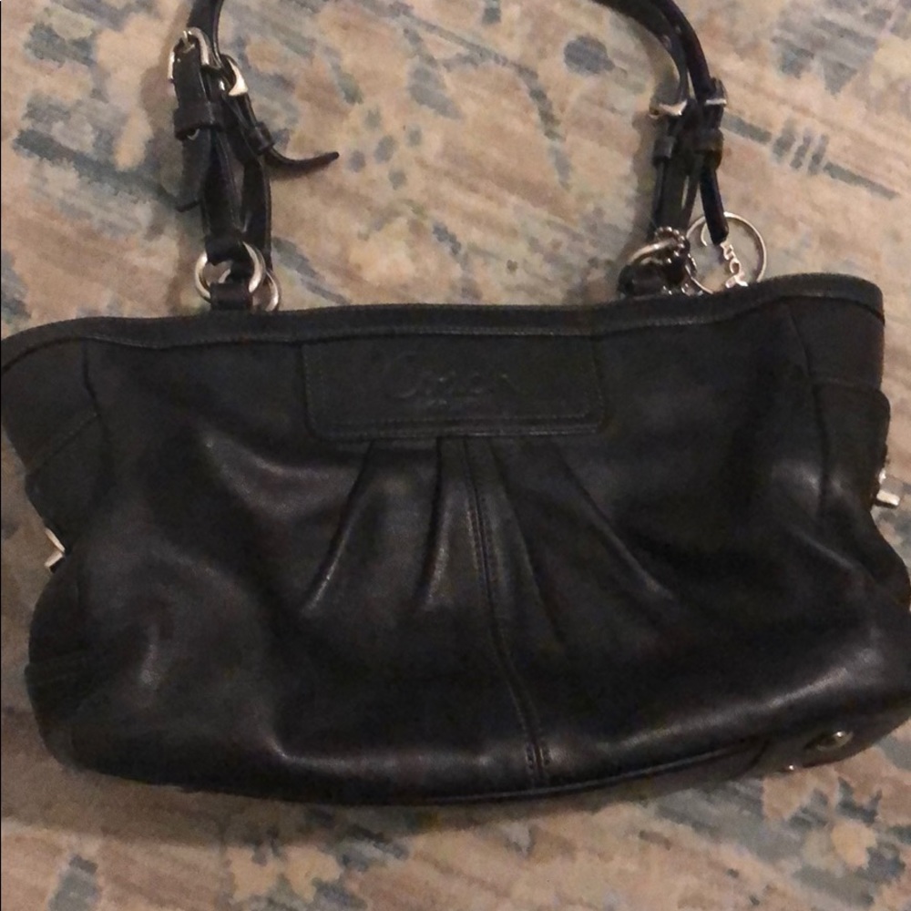 Coach black leather handbag